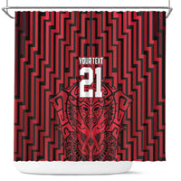 Custom Basketball New Zealand Shower Curtain Red Maori Ta Moko Indigenous LT9 Red - Polynesian Pride
