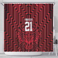 Custom Basketball New Zealand Shower Curtain Red Maori Ta Moko Indigenous LT9 - Polynesian Pride