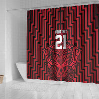 Custom Basketball New Zealand Shower Curtain Red Maori Ta Moko Indigenous LT9 - Polynesian Pride