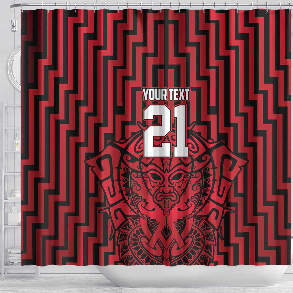Custom Basketball New Zealand Shower Curtain Red Maori Ta Moko Indigenous LT9 - Polynesian Pride