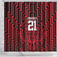 Custom Basketball New Zealand Shower Curtain Red Maori Ta Moko Indigenous LT9 - Polynesian Pride