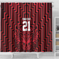 Custom Basketball New Zealand Shower Curtain Red Maori Ta Moko Indigenous LT9 - Polynesian Pride