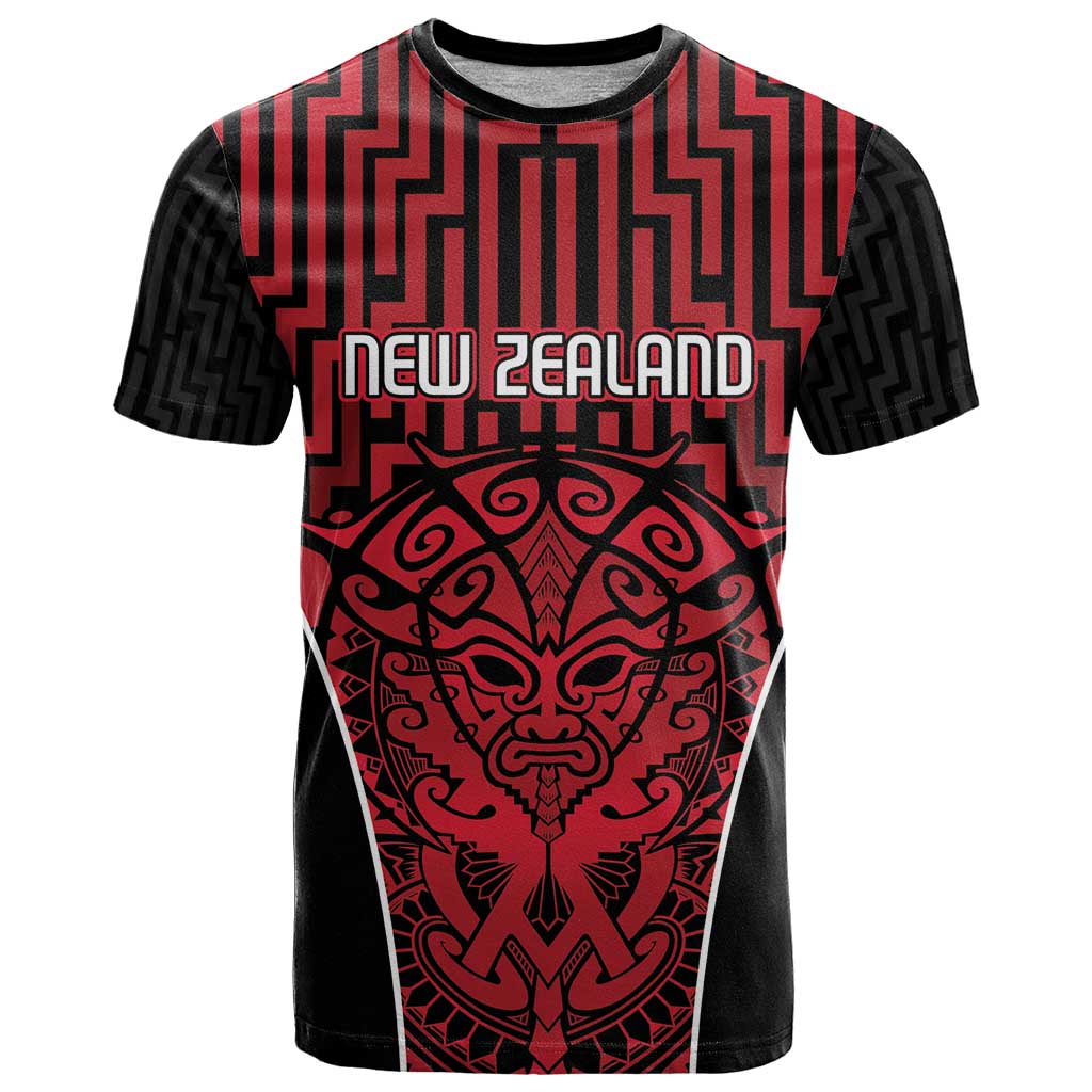 Custom Basketball New Zealand T Shirt Red Maori Ta Moko Indigenous LT9 Red - Polynesian Pride