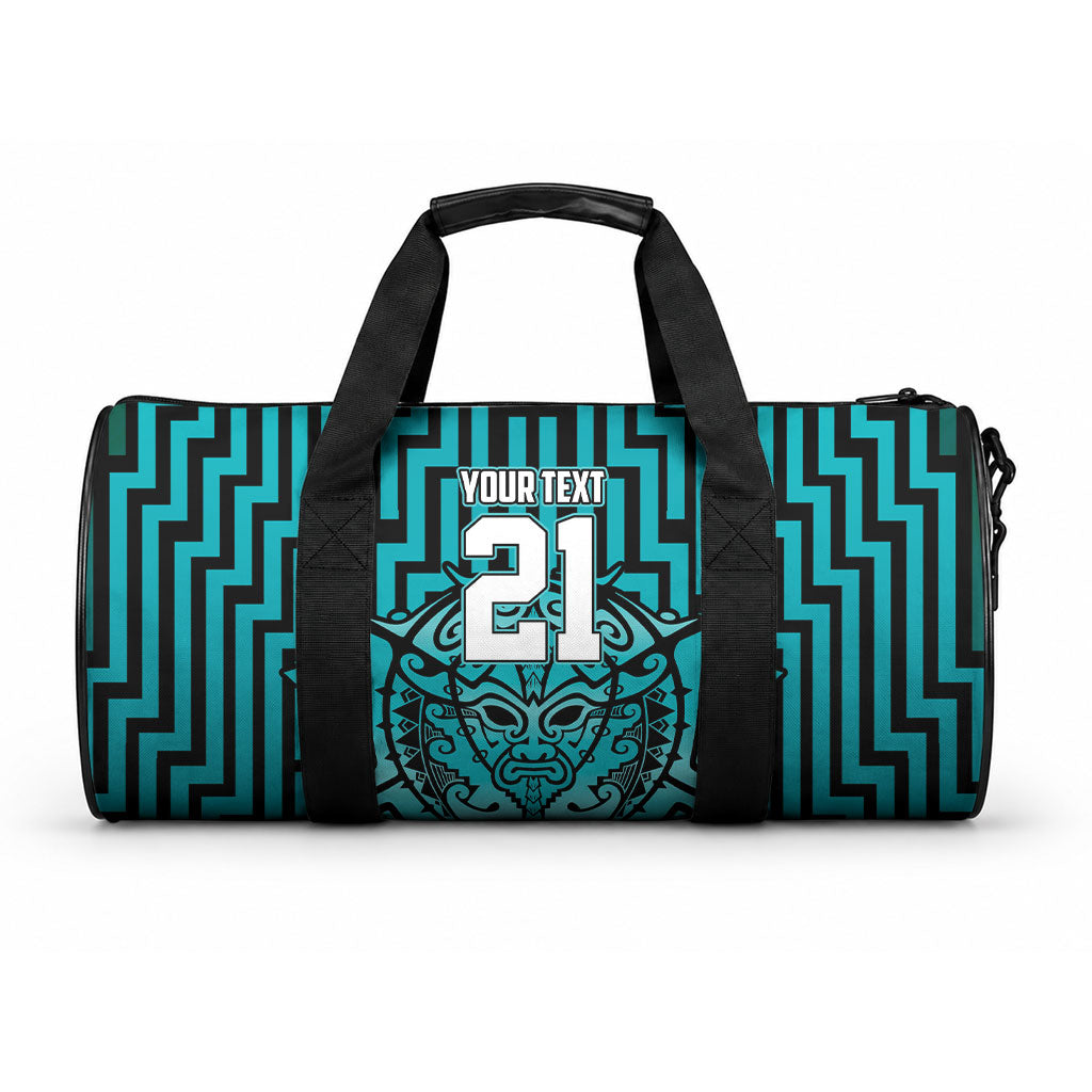 Custom Basketball New Zealand Duffle Bag Teal Maori Ta Moko Indigenous LT9 One size Teal - Polynesian Pride