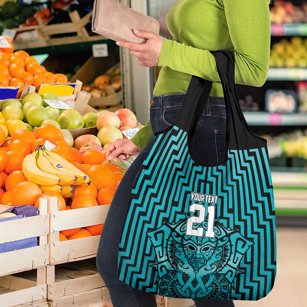 Custom Basketball New Zealand Grocery Bag Teal Maori Ta Moko Indigenous LT9 - Polynesian Pride
