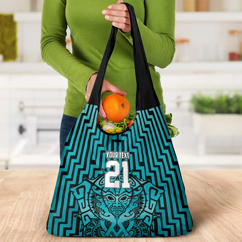 Custom Basketball New Zealand Grocery Bag Teal Maori Ta Moko Indigenous LT9 - Polynesian Pride