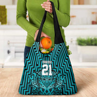 Custom Basketball New Zealand Grocery Bag Teal Maori Ta Moko Indigenous LT9 - Polynesian Pride