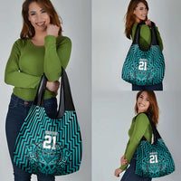 Custom Basketball New Zealand Grocery Bag Teal Maori Ta Moko Indigenous LT9 - Polynesian Pride