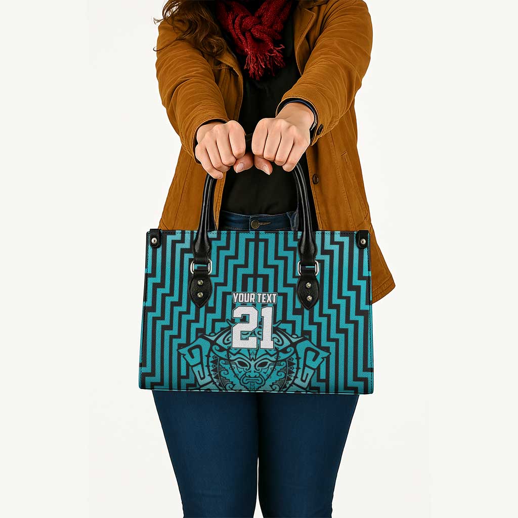Custom Basketball New Zealand Leather Bag Teal Maori Ta Moko Indigenous LT9 Teal - Polynesian Pride