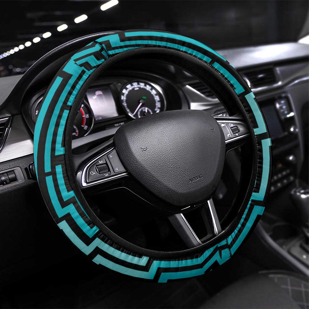Basketball New Zealand Steering Wheel Cover Teal Maori Ta Moko Indigenous LT9 Universal Fit Teal - Polynesian Pride