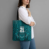 Custom Basketball New Zealand Tote Bag Teal Maori Ta Moko Indigenous LT9 - Polynesian Pride