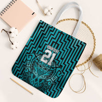 Custom Basketball New Zealand Tote Bag Teal Maori Ta Moko Indigenous LT9 White Strap One Size Teal - Polynesian Pride