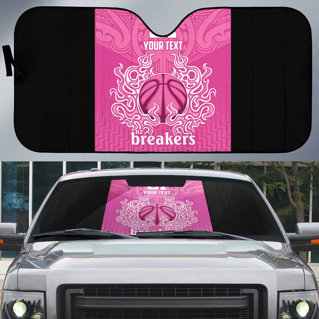 New Zealand Custom Auto Sun Shade Fire Basketball Maori Tribal Pink LT9 Pink - Polynesian Pride