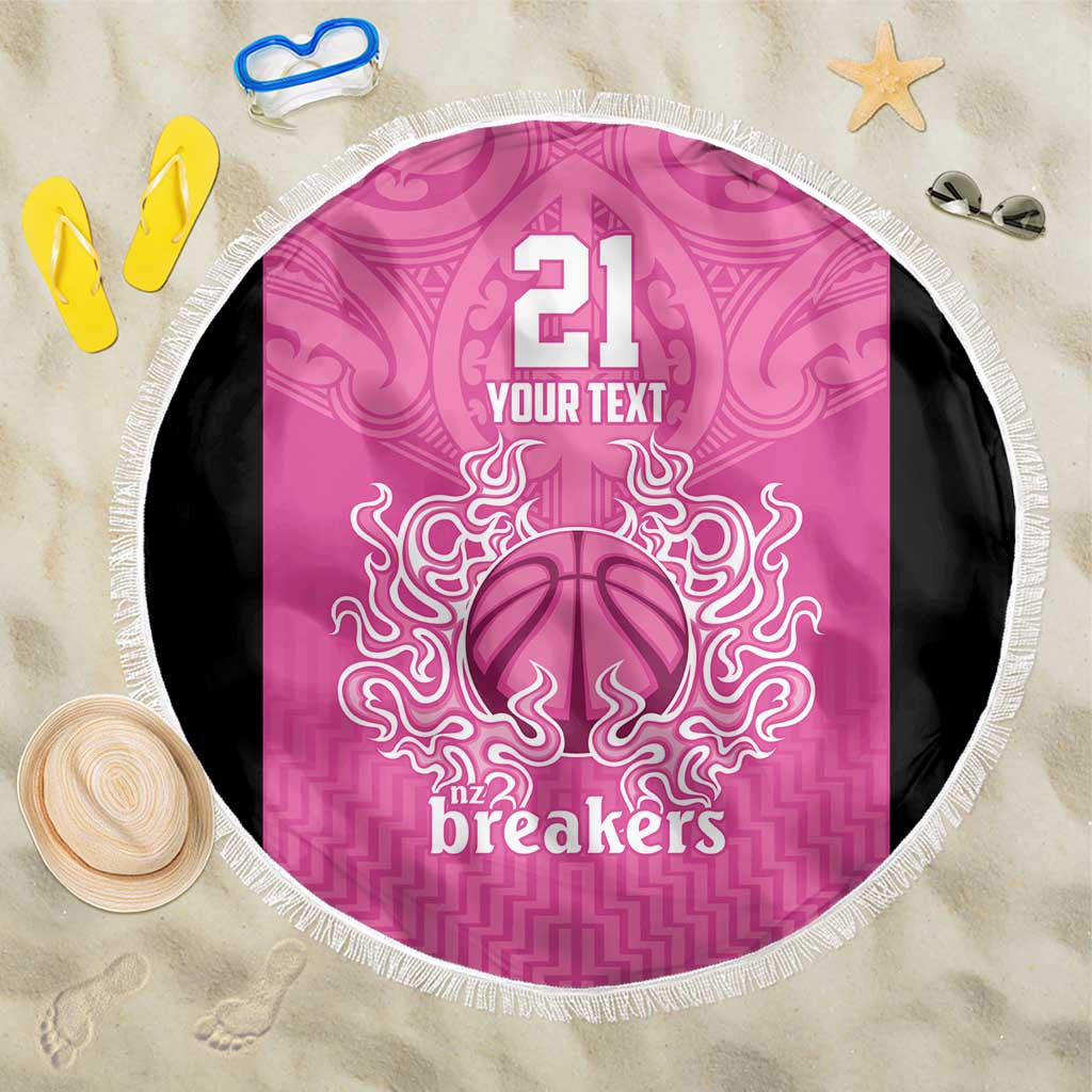 New Zealand Custom Beach Blanket Fire Basketball Maori Tribal Pink LT9 One Size 150cm Pink - Polynesian Pride