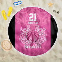 New Zealand Custom Beach Blanket Fire Basketball Maori Tribal Pink LT9 One Size 150cm Pink - Polynesian Pride