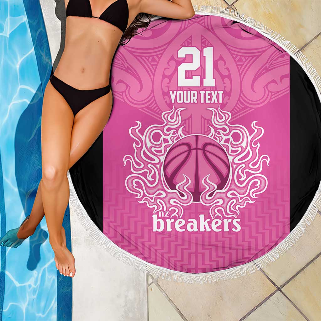 New Zealand Custom Beach Blanket Fire Basketball Maori Tribal Pink LT9 - Polynesian Pride