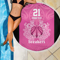 New Zealand Custom Beach Blanket Fire Basketball Maori Tribal Pink LT9 - Polynesian Pride