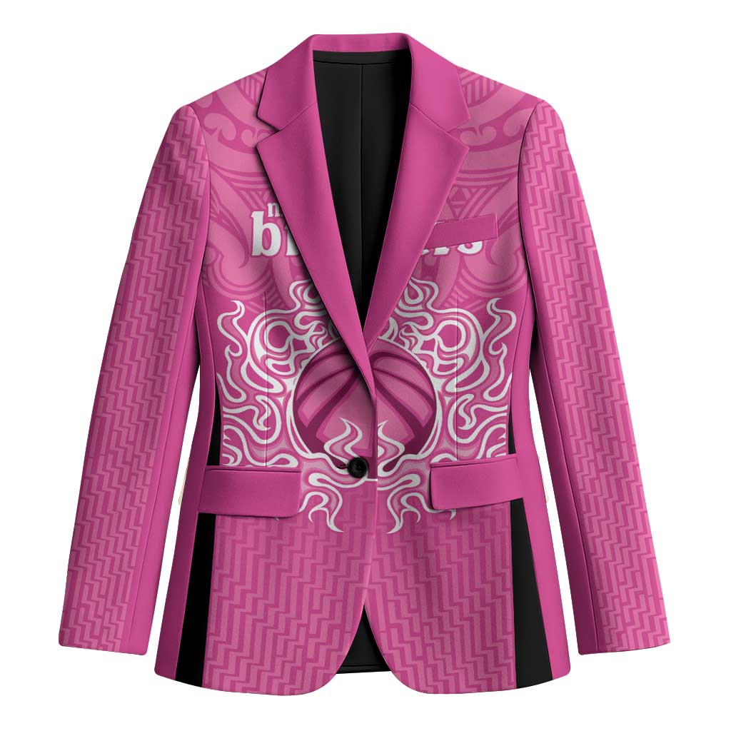 New Zealand Custom Blazer Fire Basketball Maori Tribal Pink LT9 Unisex Pink - Polynesian Pride