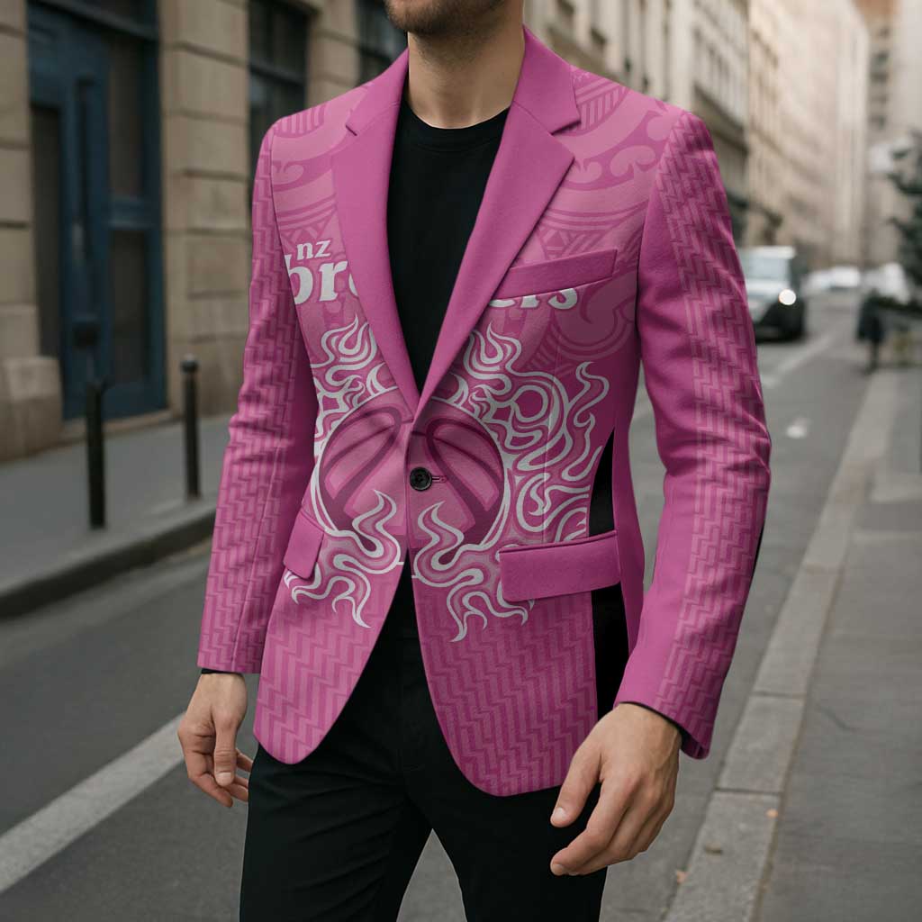 New Zealand Custom Blazer Fire Basketball Maori Tribal Pink LT9 - Polynesian Pride
