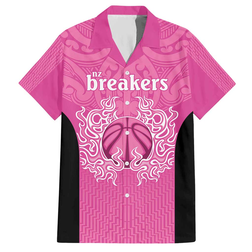 New Zealand Custom Hawaiian Shirt Fire Basketball Maori Tribal Pink LT9 Pink - Polynesian Pride