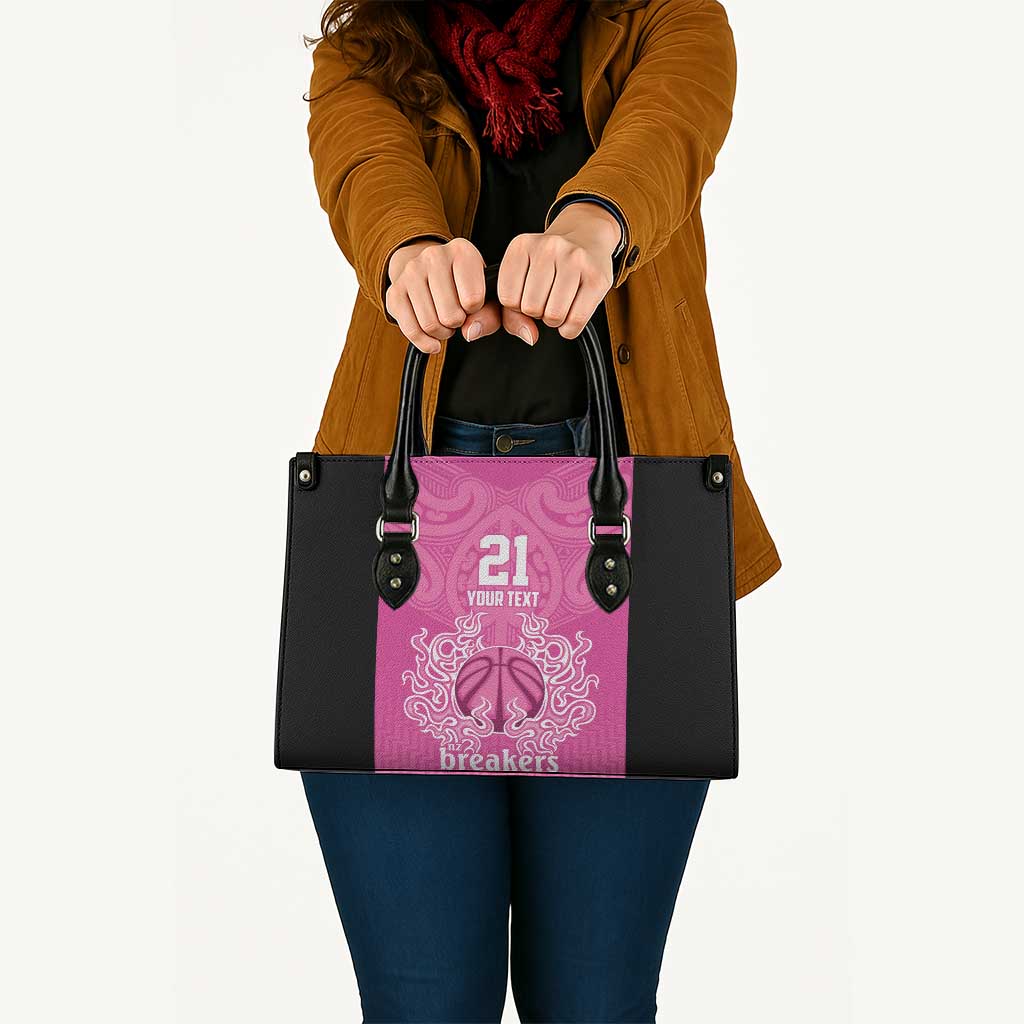 New Zealand Custom Leather Bag Fire Basketball Maori Tribal Pink LT9 Pink - Polynesian Pride