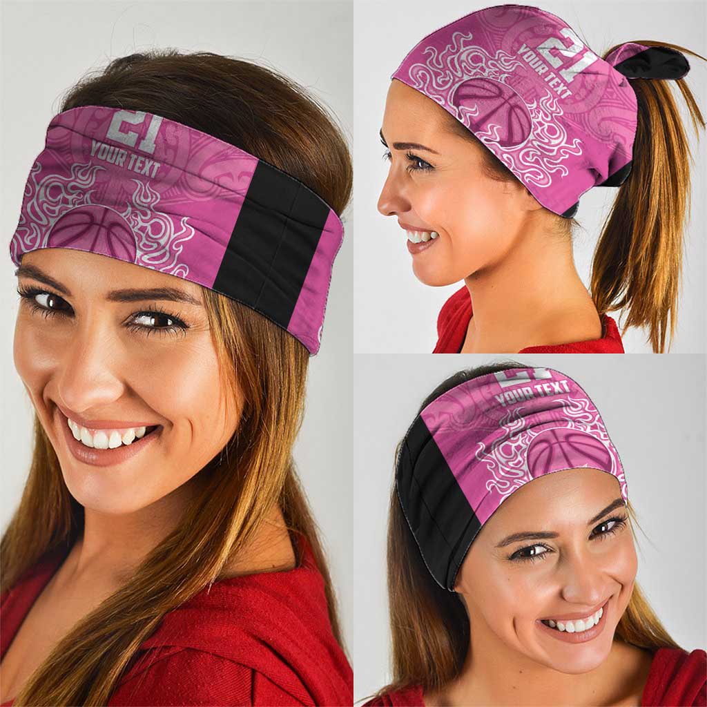 New Zealand Custom Neck Gaiter Fire Basketball Maori Tribal Pink LT9 - Polynesian Pride