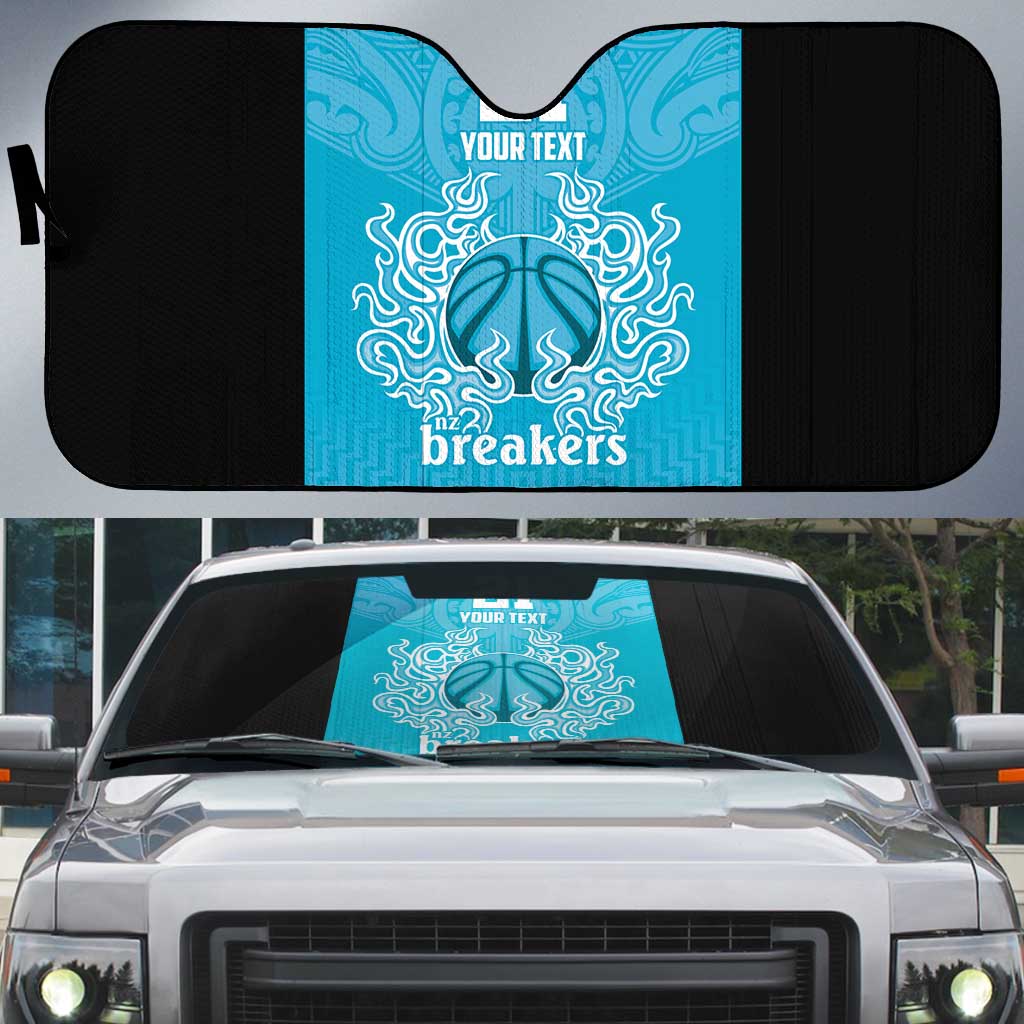 New Zealand Custom Auto Sun Shade Fire Basketball Maori Tribal Sky Blue LT9 Blue - Polynesian Pride