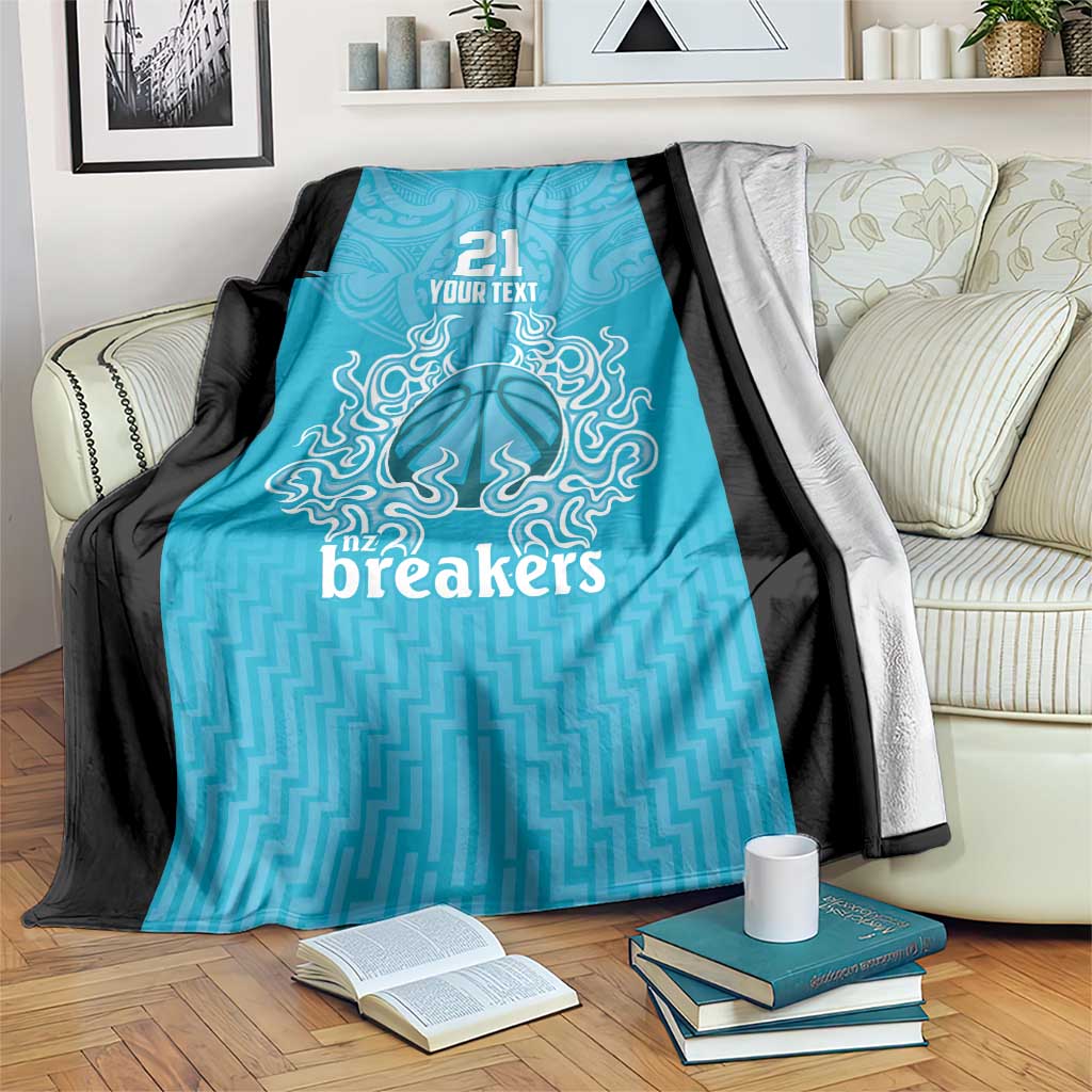 New Zealand Custom Blanket Fire Basketball Maori Tribal Sky Blue LT9 Blue - Polynesian Pride