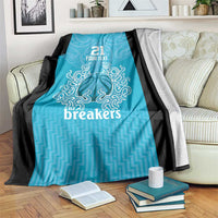 New Zealand Custom Blanket Fire Basketball Maori Tribal Sky Blue LT9 Blue - Polynesian Pride