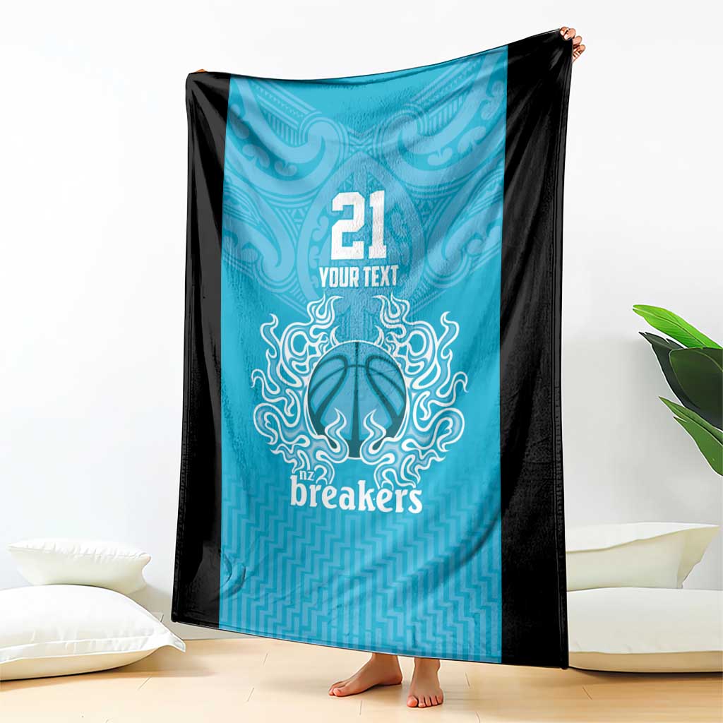 New Zealand Custom Blanket Fire Basketball Maori Tribal Sky Blue LT9 - Polynesian Pride