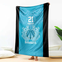 New Zealand Custom Blanket Fire Basketball Maori Tribal Sky Blue LT9 - Polynesian Pride
