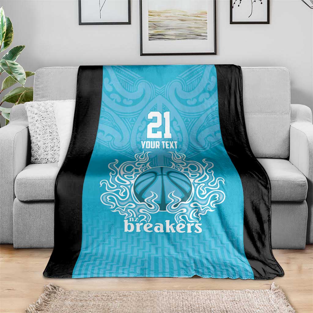 New Zealand Custom Blanket Fire Basketball Maori Tribal Sky Blue LT9 - Polynesian Pride