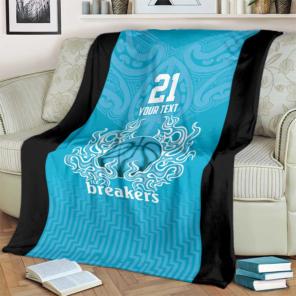 New Zealand Custom Blanket Fire Basketball Maori Tribal Sky Blue LT9 - Polynesian Pride