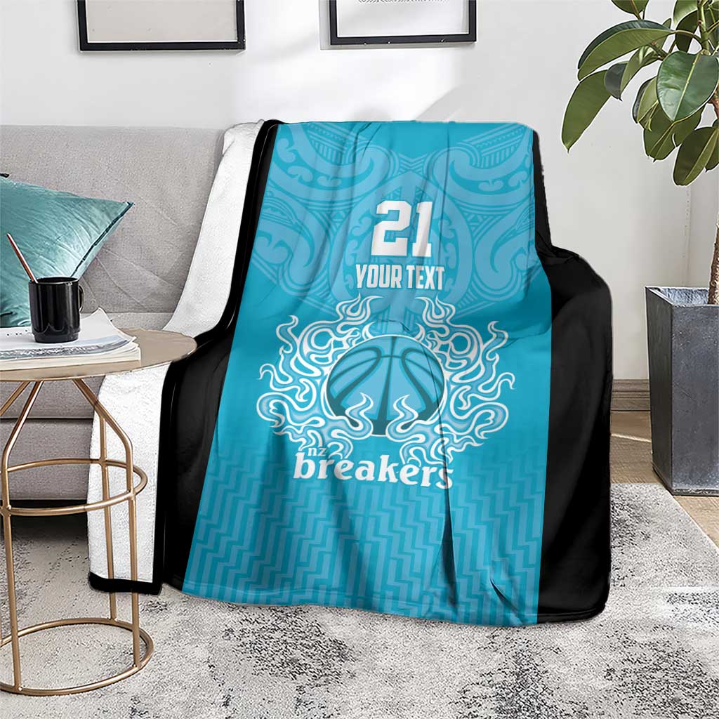 New Zealand Custom Blanket Fire Basketball Maori Tribal Sky Blue LT9 - Polynesian Pride