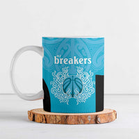 New Zealand Custom Ceramic Mug Fire Basketball Maori Tribal Sky Blue LT9 Blue - Polynesian Pride