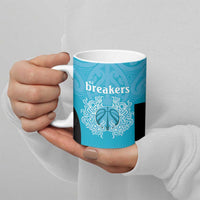 New Zealand Custom Ceramic Mug Fire Basketball Maori Tribal Sky Blue LT9 - Polynesian Pride