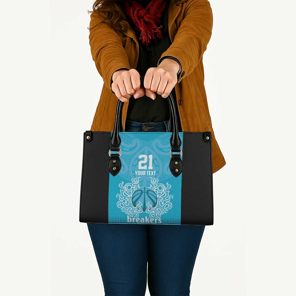 New Zealand Custom Leather Bag Fire Basketball Maori Tribal Sky Blue LT9 Blue - Polynesian Pride
