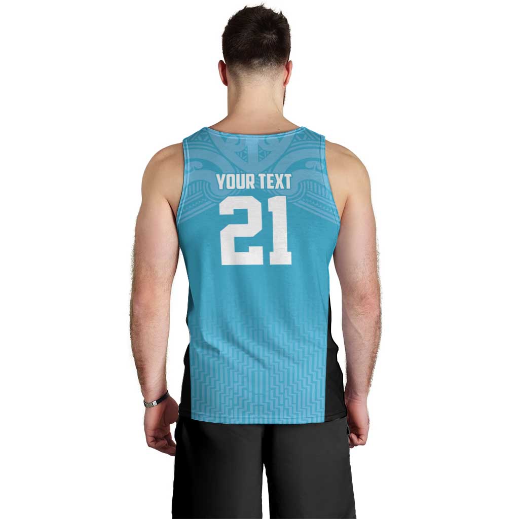 New Zealand Custom Men Tank Top Fire Basketball Maori Tribal Sky Blue LT9 - Polynesian Pride