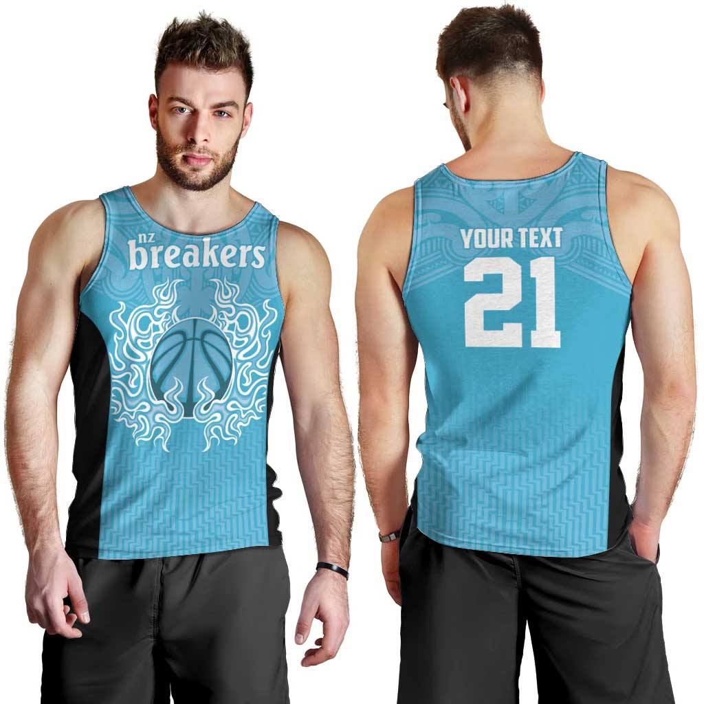 New Zealand Custom Men Tank Top Fire Basketball Maori Tribal Sky Blue LT9 - Polynesian Pride