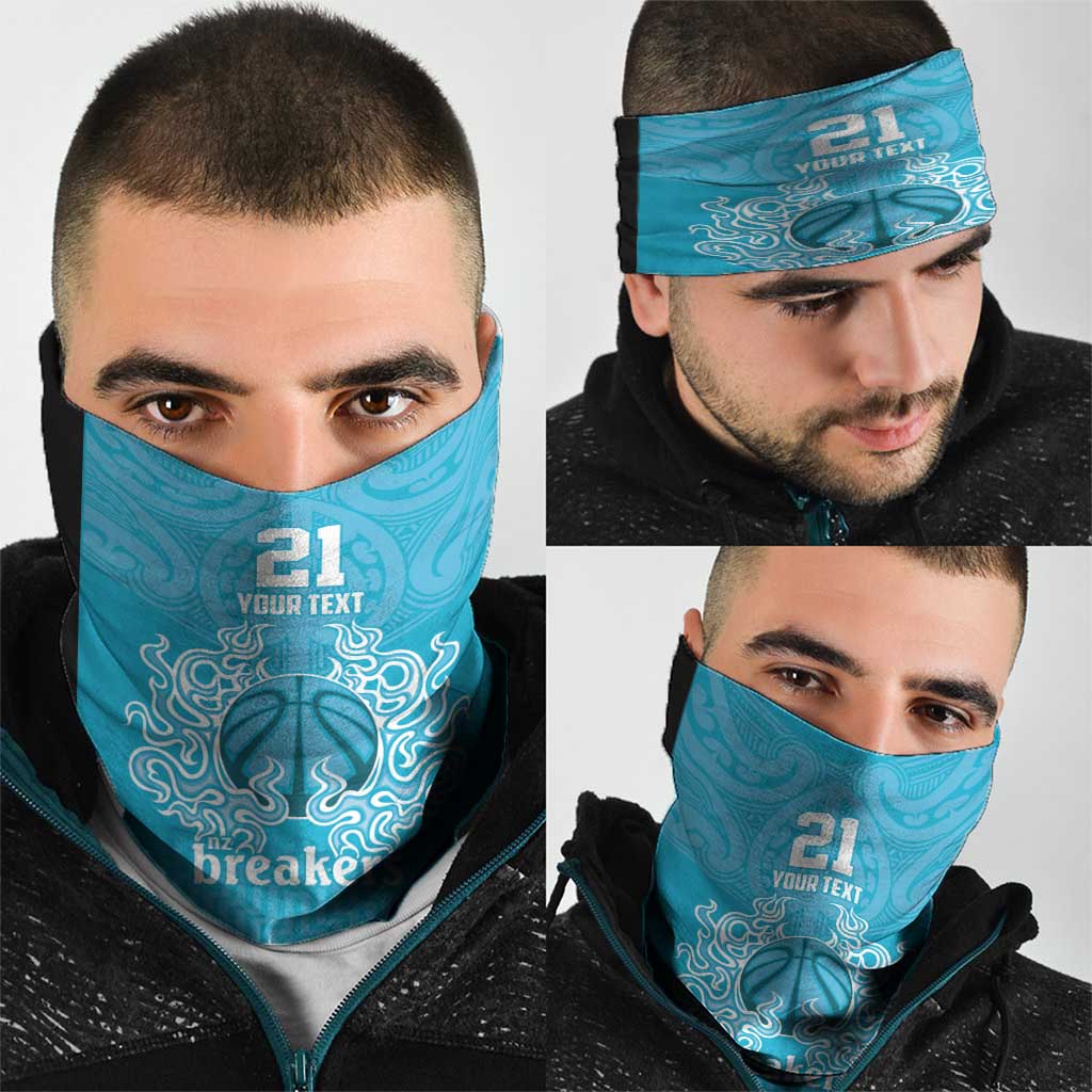 New Zealand Custom Neck Gaiter Fire Basketball Maori Tribal Sky Blue LT9 - Polynesian Pride