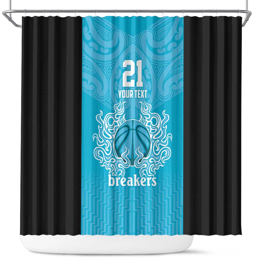New Zealand Custom Shower Curtain Fire Basketball Maori Tribal Sky Blue LT9 Blue - Polynesian Pride