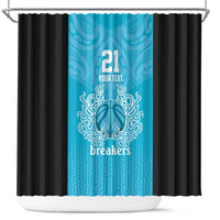 New Zealand Custom Shower Curtain Fire Basketball Maori Tribal Sky Blue LT9 Blue - Polynesian Pride