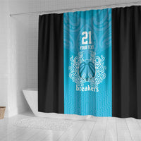 New Zealand Custom Shower Curtain Fire Basketball Maori Tribal Sky Blue LT9 - Polynesian Pride