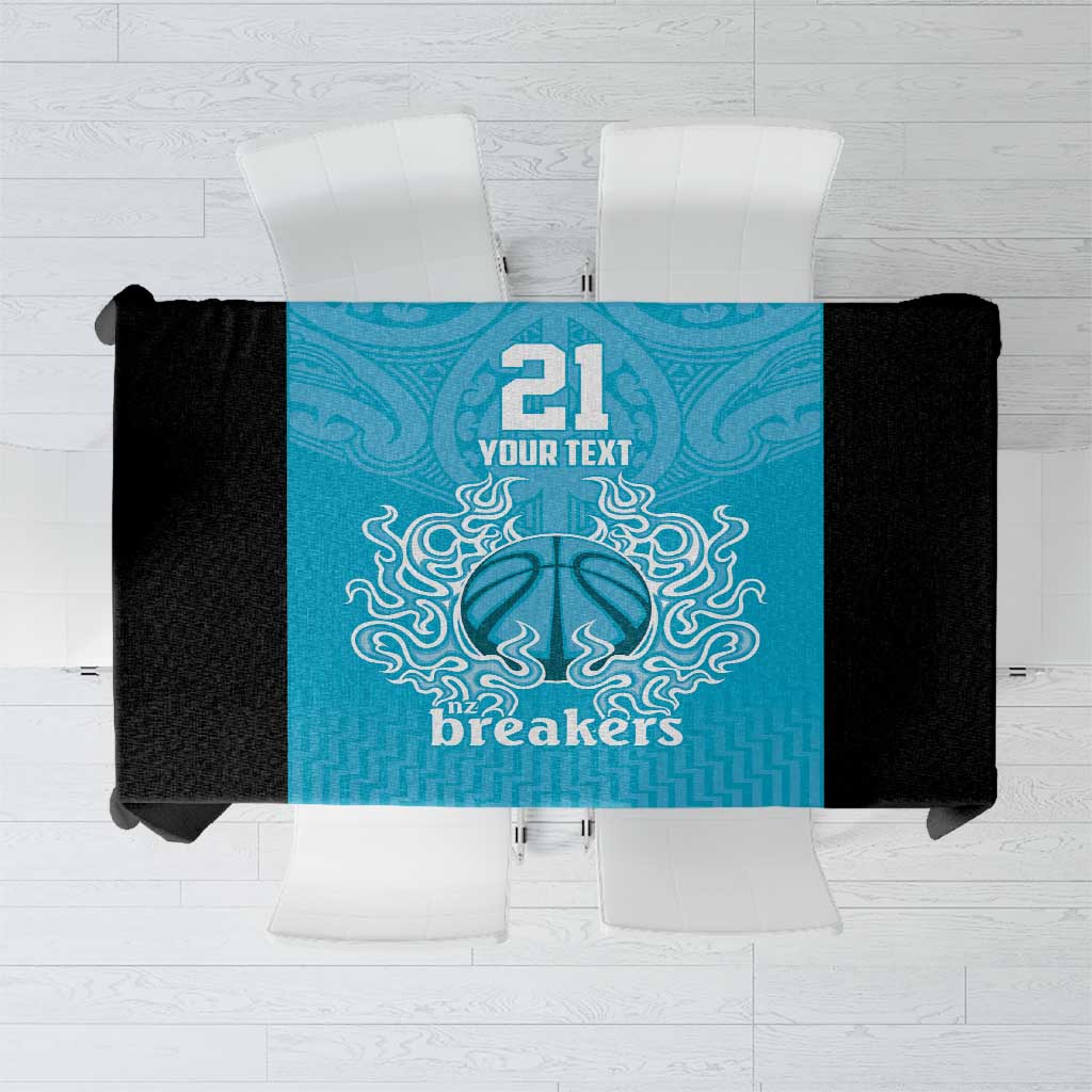 New Zealand Custom Tablecloth Fire Basketball Maori Tribal Sky Blue LT9 Blue - Polynesian Pride