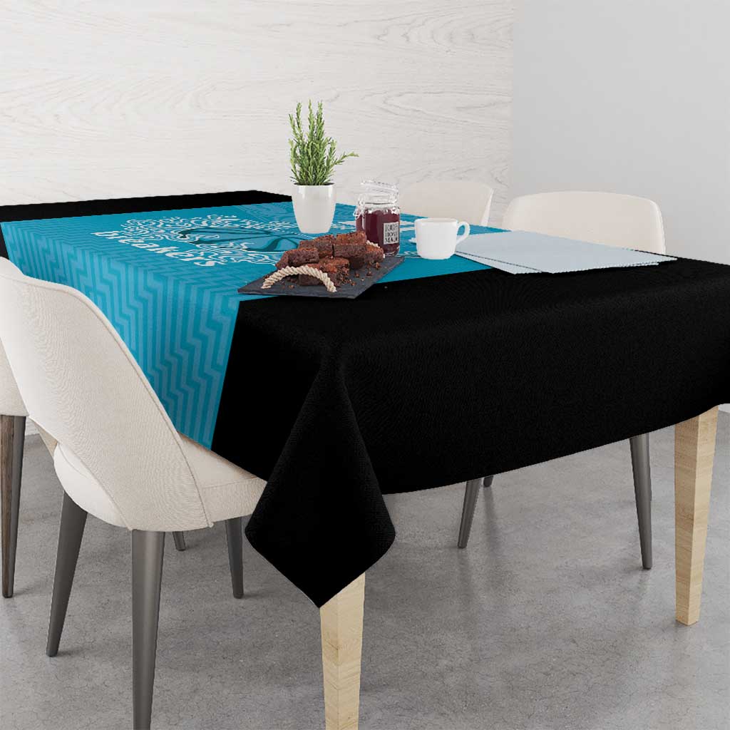 New Zealand Custom Tablecloth Fire Basketball Maori Tribal Sky Blue LT9 - Polynesian Pride