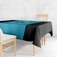 New Zealand Custom Tablecloth Fire Basketball Maori Tribal Sky Blue LT9 - Polynesian Pride