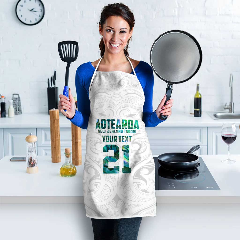 Custom New Zealand Aotearoa Apron Green Maori Paua Shell Indigenous LT9 - Polynesian Pride