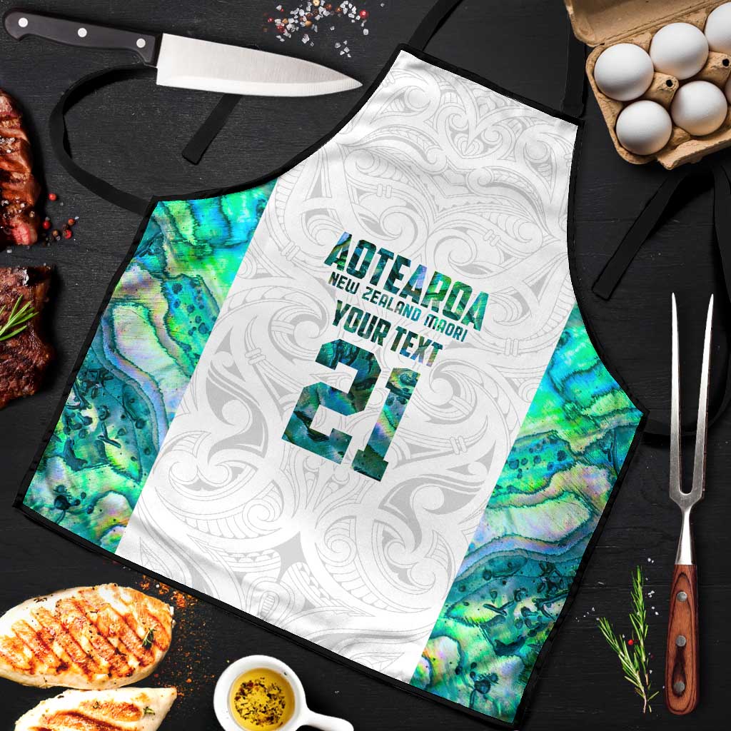 Custom New Zealand Aotearoa Apron Green Maori Paua Shell Indigenous LT9 Green - Polynesian Pride