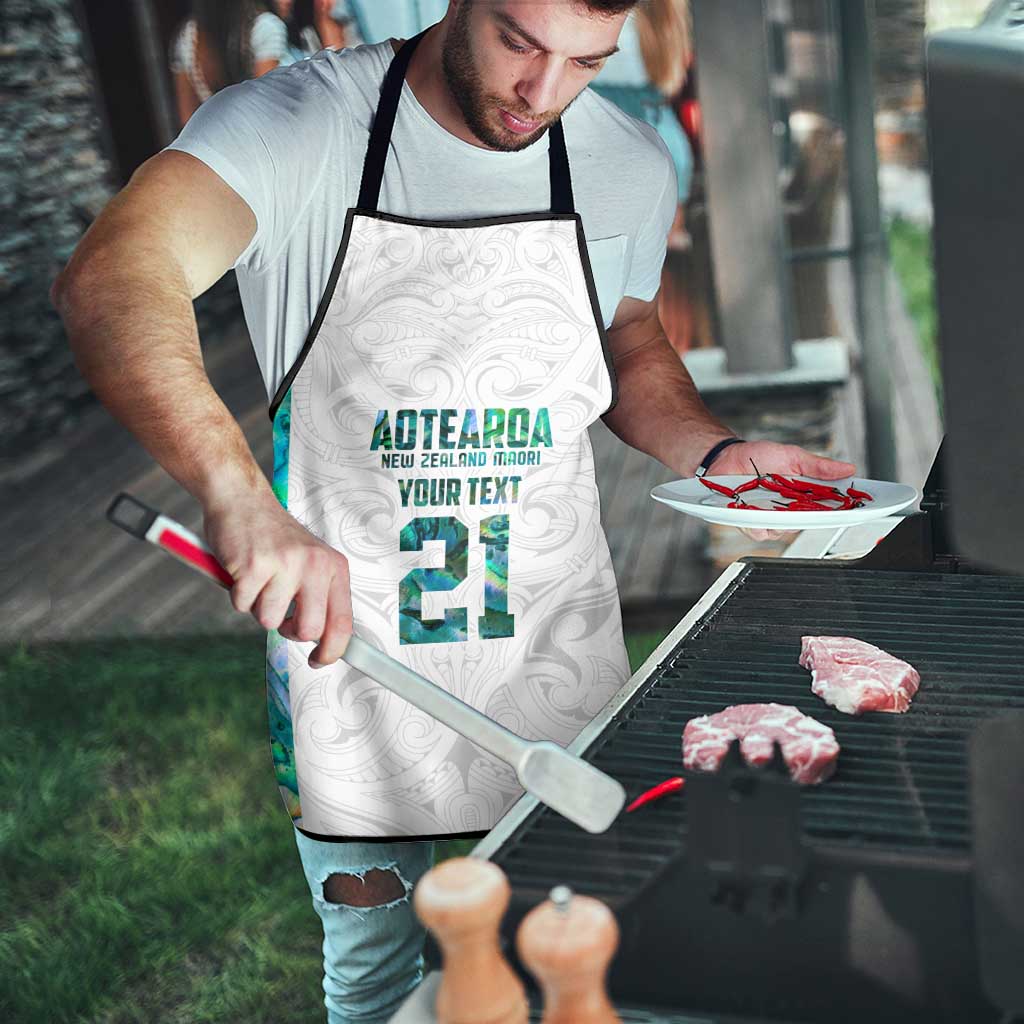 Custom New Zealand Aotearoa Apron Green Maori Paua Shell Indigenous LT9 - Polynesian Pride