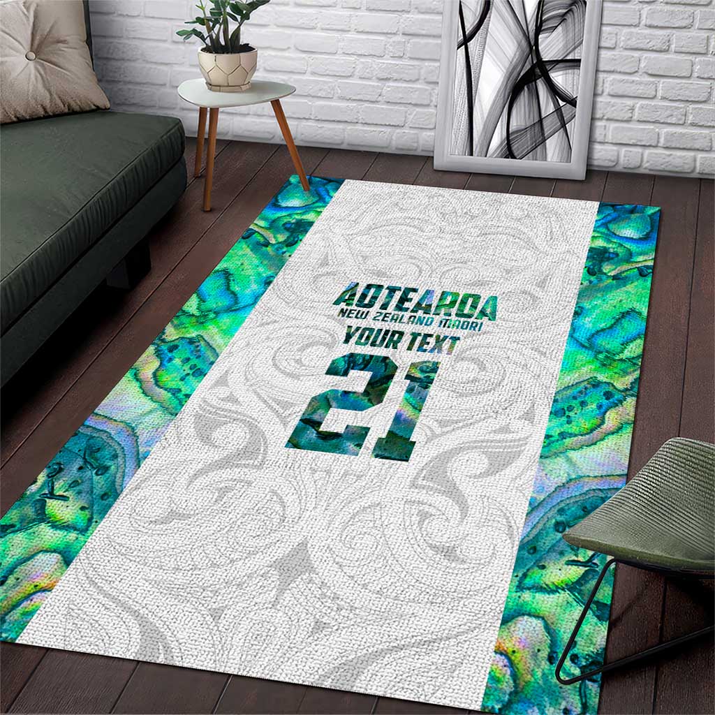 Custom New Zealand Aotearoa Area Rug Green Maori Paua Shell Indigenous LT9 Green - Polynesian Pride